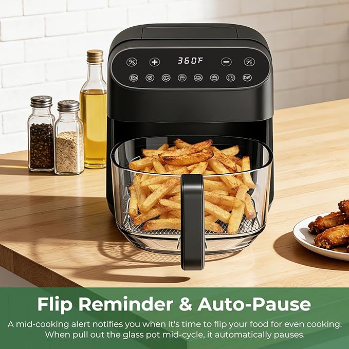 5 QT Glass Air Fryer, Non Toxic Airfryer with Digital Touch Control - Image 6
