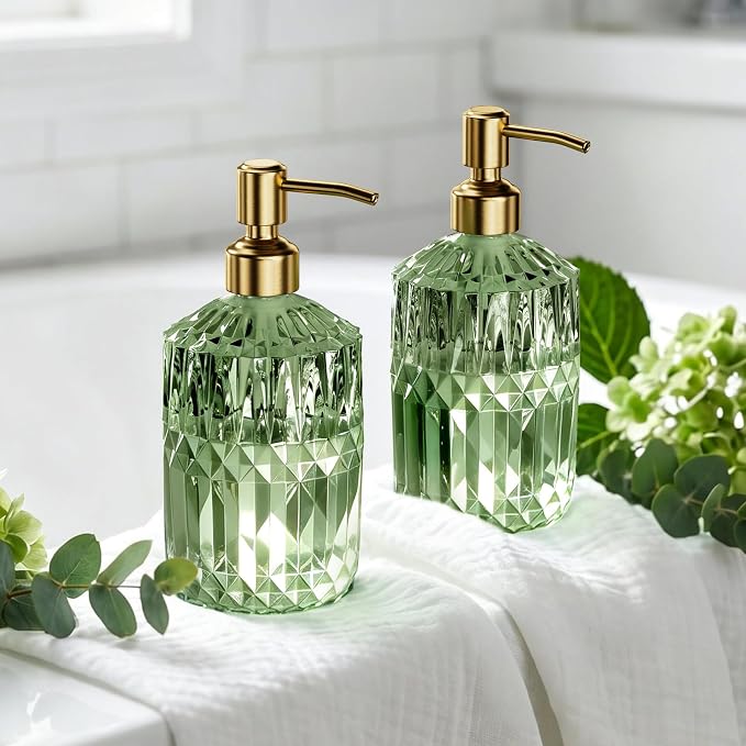 AmazerBath Soap Dispenser, 2 Pack Green Glass Soap Dispenser - Image 9