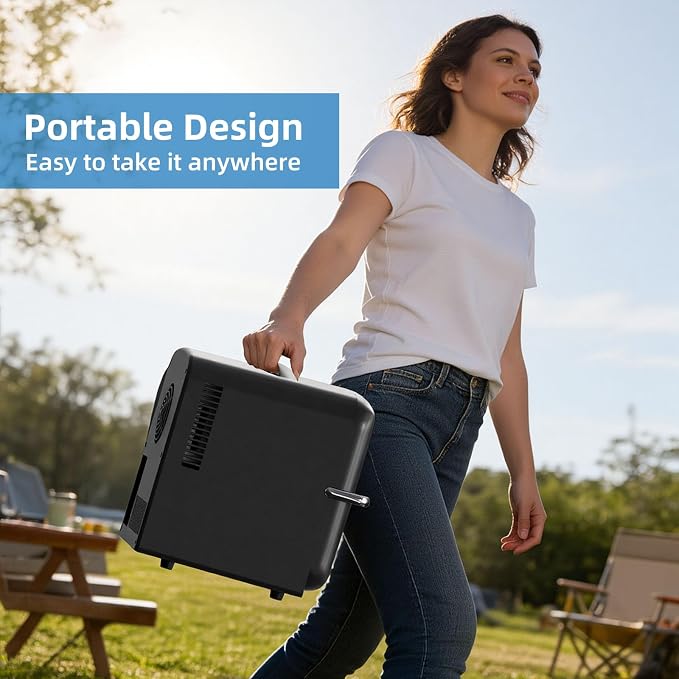 Antarctic Star Compact Mini Fridge, 4L Capacity/6 Cans Portable Cooler and Warmer Compact Refrigerator, for Bedroom,Car,Office and Dorm, Small Cooler and Warmer for Cosmetics, Beverage and Food, Black - Image 8