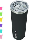 BJPKPK Black Skinny Stainless Steel Tumblers 20 oz Slim Insulated Reusable Coffee Travel Water Tumbler Cup With Lid by BJPKPK