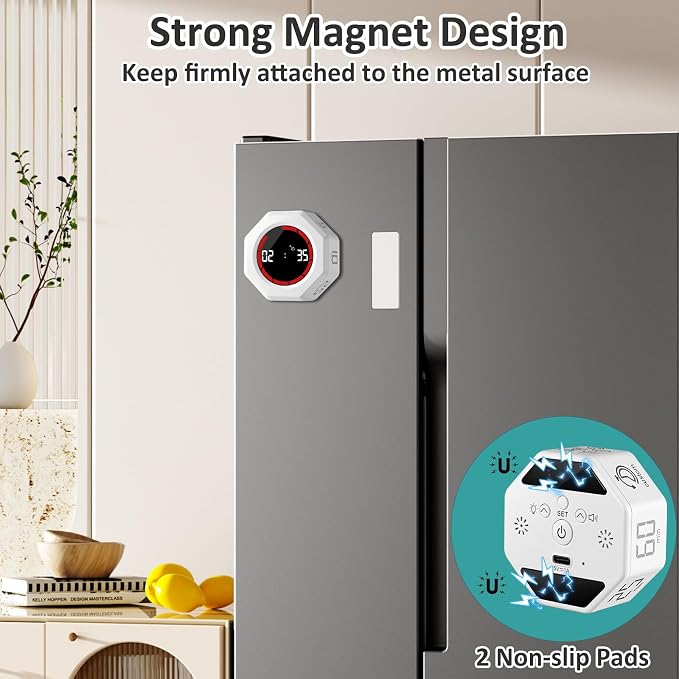 Rechargeable Pomodoro Timer, Magnetic Kitchen Timer - Image 4