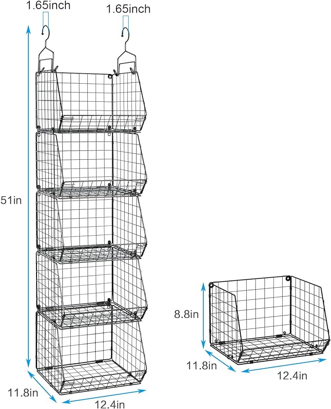 5 Tier Closet Hanging Organizer, Clothes Hanging Shelves - Image 3
