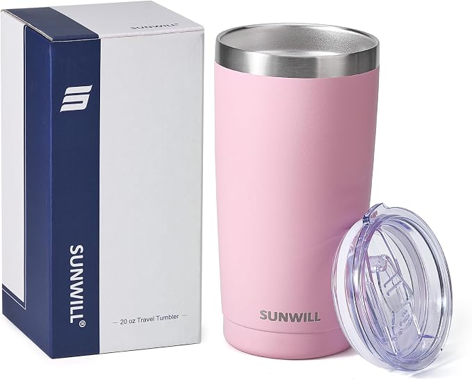 SUNWILL Travel Coffee Tumbler 20 oz, Insulated Mug with Lid, Stainless Steel Cup for Hot and Cold Drinks, Powder Coated Sakura - Image 5