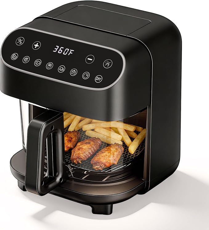5 QT Glass Air Fryer, Non Toxic Airfryer with Digital Touch Control by Havato