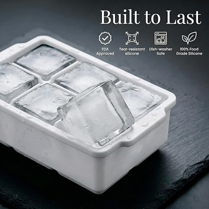 KitchFort Large Silicone Ice Cube Tray, Easy Release 2" Big Ice Cubes - Image 2