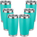 20oz Stainless Steel Tumbler Bulk with Lid, Travel Mug - Double Wall Vacuum Powder Coated Cup - Light Green, 6 Pack by Unknown