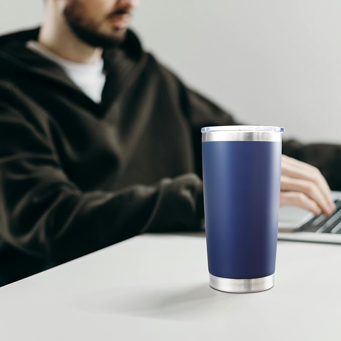 AIANJI 20oz Tumbler Bulk Stainless Steel Tumblers with Lid Vacuum Insulated Double Wall Travel Coffee Mug Powder Coated Tumbler Cup for Hot and Cold Drinks(Navy Blue, 12 pack) - Image 2