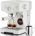 Neretva Stainless Steel Espresso Machine with Visible Pressure Guage-White by CreativelyAesthetic