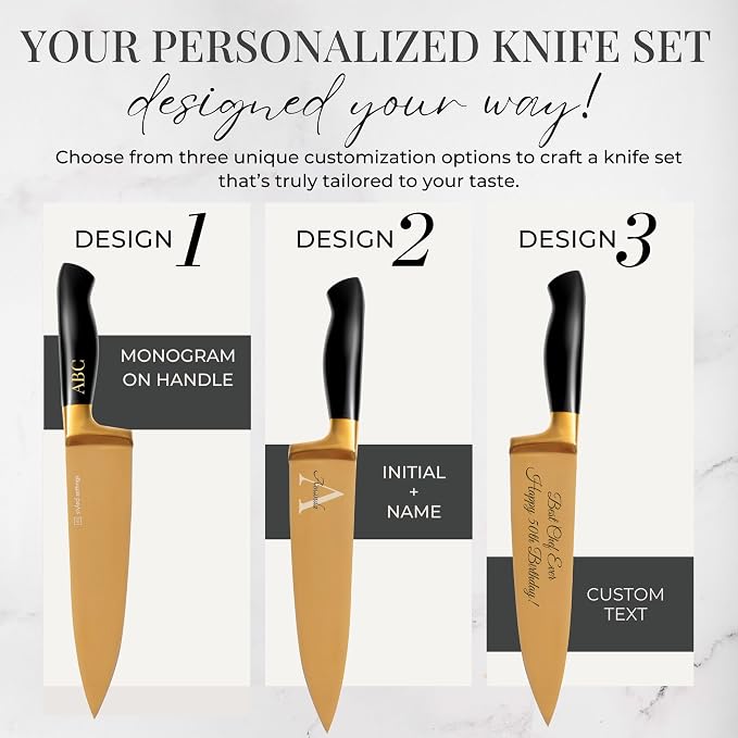 Personalized Black and Gold Knife Set - Image 2