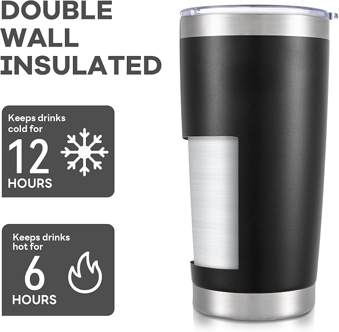 20 oz Tumbler with Lid Stainless Steel Insulated Tumblers Bulk Double Wall Vacuum Cups Powder Coated Travel Mug Keep Drinks Cold and Hot, Mix, 12 Pack - Image 3