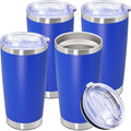 20oz Tumbler Stainless Steel Tumbler Cup with Lid Vacuum Insulated Double Wall Travel Mug, Durable Powder Coated Travel Coffee Tumbler Mug for Hot & Cold Drinks, Dark Blue,4 Pack by AUWBON