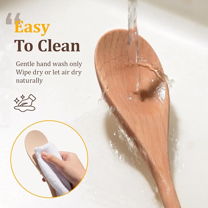 12 Pcs Wooden Spoons for Cooking, MORGLES 10-Inch Serving Spoons for Stirring - Image 4