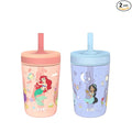 Zak Designs Disney Princess Kelso Toddler Cups For Travel or Home, 15oz 2-Pack Plastic Sippy Cups, Leak-Proof For Kids (Ariel, Aurora, Belle, Cinderella, Jasmine, Mulan, Rapunzel, Tiana) by ZakDesigns