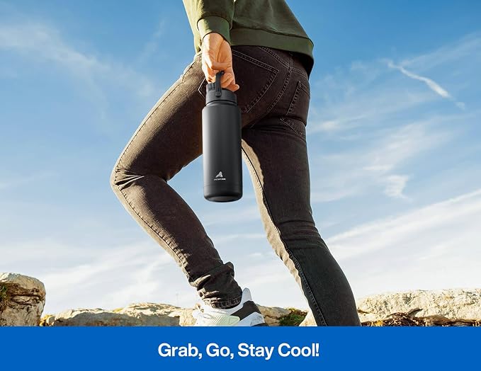 POWCAN 40 oz Insulated Water Bottle with 2-in-1 Straw and Spout Lid, Keep Cold 24H, Leak-Proof, BPA-Free, Double Wall Stainless Steel Water Bottle for Sports, Gym, Travel, and School (Pacific Ocean) - Image 6