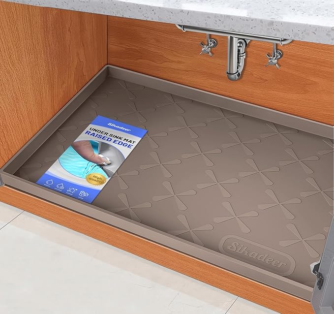SIKADEER 25" x 19" Under Sink Mat Waterproof, Silicone Mat Kitchen Drawer Shelf by SIKADEER