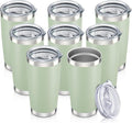 20 oz Tumbler with Lid Stainless Steel Insulated Tumblers Bulk Double Wall Vacuum Cups Powder Coated Travel Mug Keep Drink Cold and Hot, Sagebrush Green, 8 Pack by Orebigo