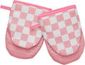 Ohocut Pink Checkered Mini Oven Mitts Heat Resistant, Vintage Retro by Ohocut