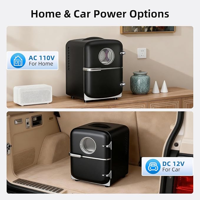 Antarctic Star Compact Mini Fridge, 4L Capacity/6 Cans Portable Cooler and Warmer Compact Refrigerator, for Bedroom,Car,Office and Dorm, Small Cooler and Warmer for Cosmetics, Beverage and Food, Black - Image 6