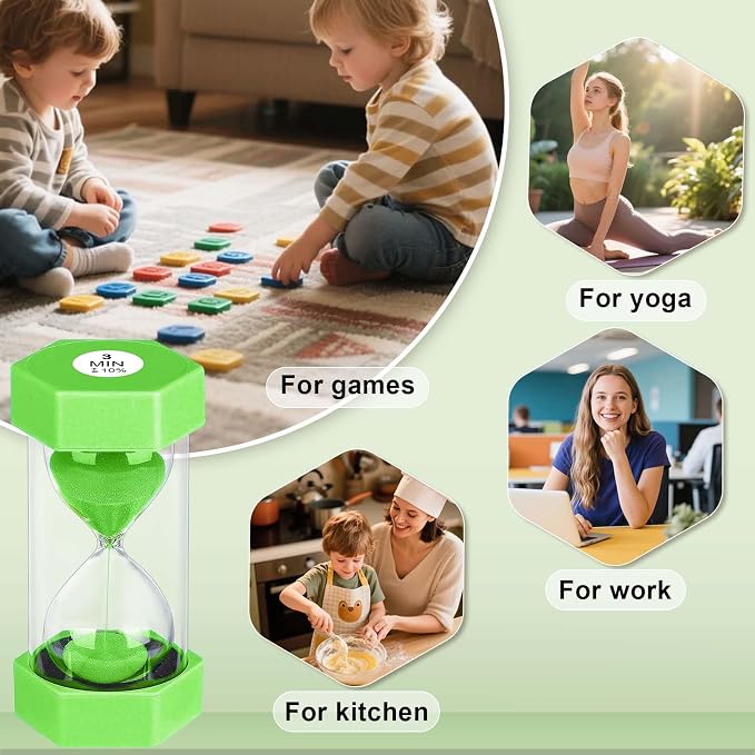 Hourglass 3 Minute Sand Timer, Colorful Hour Glass Sandglass - Image 4