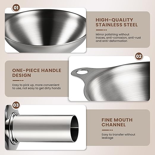 Supercenter Kitchen Funnel, Stainless Steel Mini Funnel, - Image 3