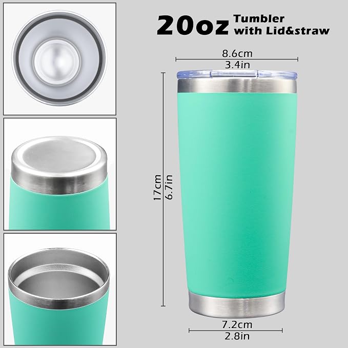 AIANJI 20oz Tumbler Bulk Stainless Steel Tumblers with Lid Vacuum Insulated Double Wall Travel Coffee Mug Powder Coated Tumbler Cup for Hot and Cold Drinks(Light Blue, 12 pack) - Image 5