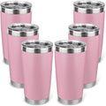 20oz Stainless Steel Tumbler Bulk with Lid, Travel Mug - Double Wall Vacuum Powder Coated Cup - Light Pink, 6 Pack by Unknown