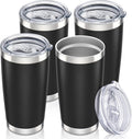 20 oz Tumbler with Lid Stainless Steel Insulated Tumblers Bulk Double Wall Vacuum Cups Powder Coated Travel Mug Keep Drinks Cold and Hot, Black, 4 Pack by Orebigo