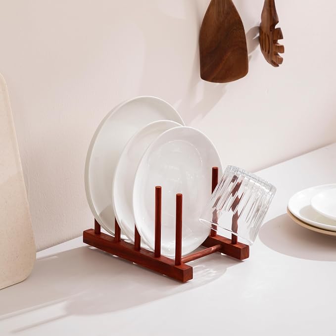 HBlife 2pcs Rosewood Wooden Dish Drying Rack - Image 3