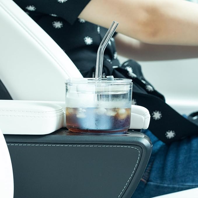 BLUEPOLAR 13oz/400ml Tumbler Water Glass, Cups with Straw and Lid Sealed Carry on for Coffee, Iced Tea, Thick Wall Insulated Glass Cup (white,2pack) - Image 5
