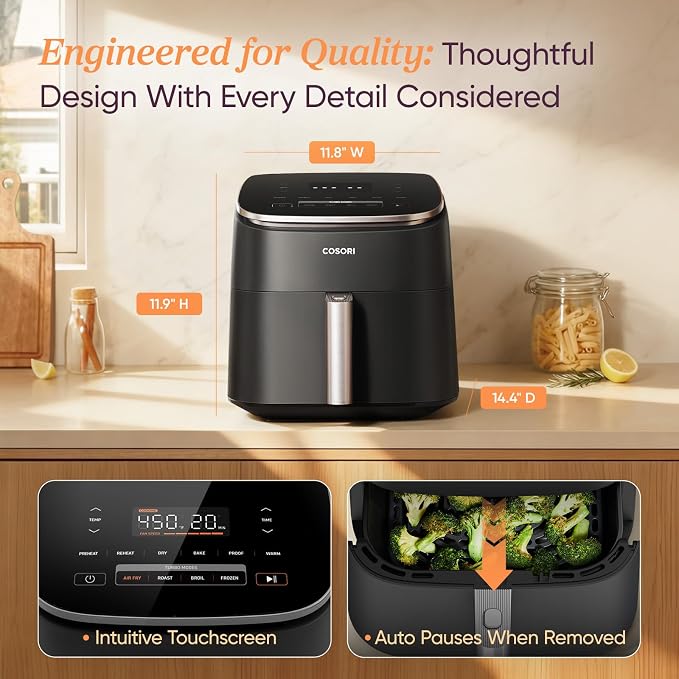 Cosori TurboBlaze Air Fryer, 9-in-1, 6 Qt, PFAS-Free Ceramic Coating - Image 7