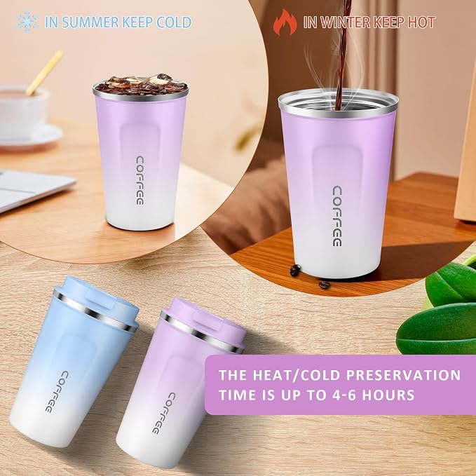 CS COSDDI 12 oz Stainless Steel Vacuum Insulated Tumbler - Coffee Travel Mug Spill Proof with Lid - Coffee Cups for Keep Hot/Ice Coffee,Tea and Beer - Image 4