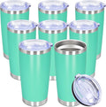 20oz Tumbler Bulk Stainless Steel Tumbler Cup with Lid Vacuum Insulated Double Wall Travel Mug, Durable Powder Coated Travel Coffee Tumbler Mug for Hot & Cold Drinks, Light Blue,8 Pack by AUWBON