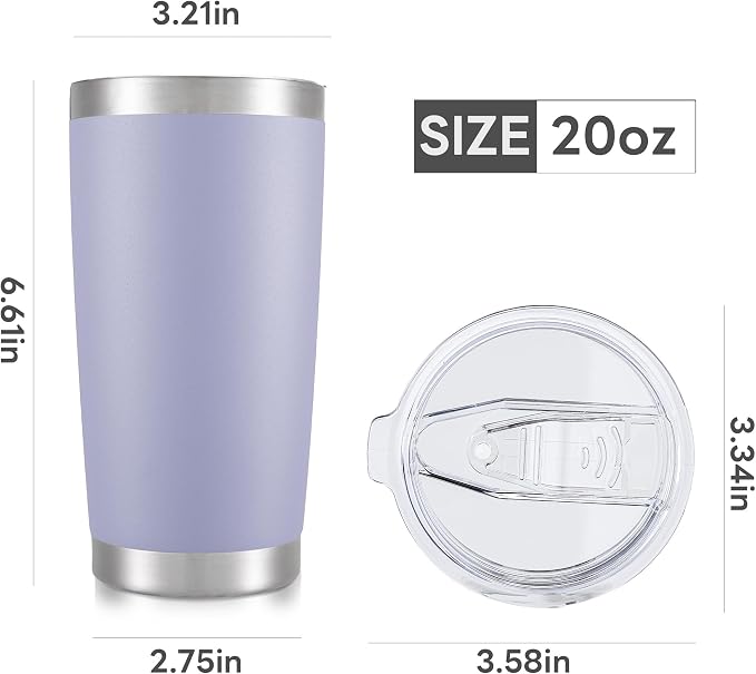 20 oz Tumbler with Lid Stainless Steel Insulated Tumblers Bulk Double Wall Vacuum Cups Powder Coated Travel Mug Keep Drinks Cold and Hot, Cosmic Lilac, 12 Pack - Image 7