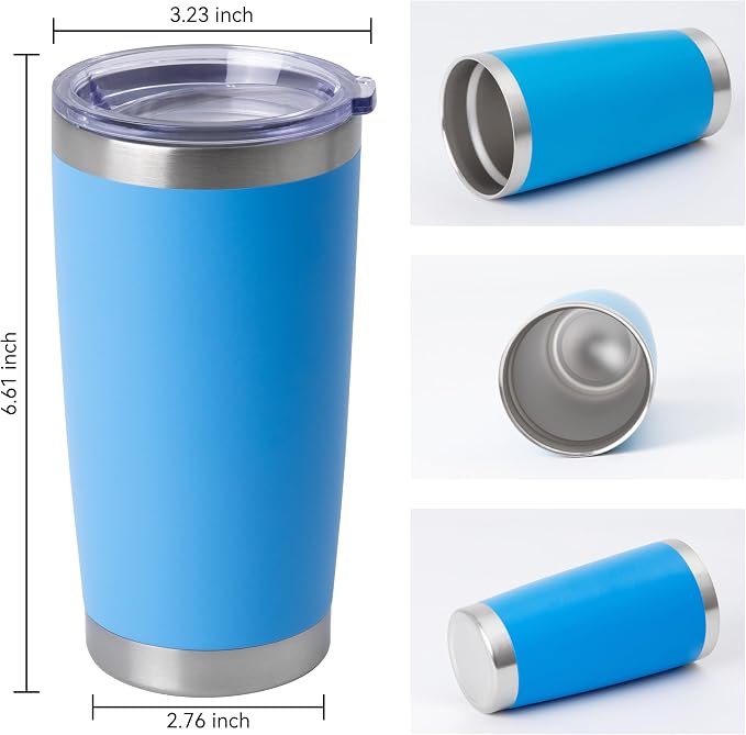 HASLE OUTFITTERS 20oz Stainless Steel Tumblers Bulk, Insulated Travel Cup with Lid, Double Wall Vacuum Coffee Mug for Cold & Hot Drinks 12 Pack, Royal Blue - Image 3