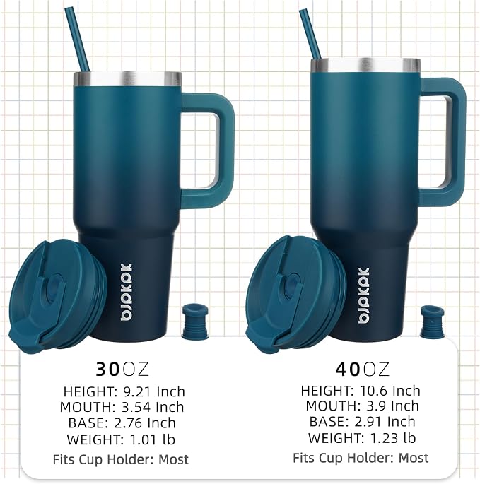 BJPKPK Tumbler With Handle And Straw 30oz Insulated Tumbler Cups With Lid Stainless Steel Travel Coffee Mug,Indigo Black - Image 4