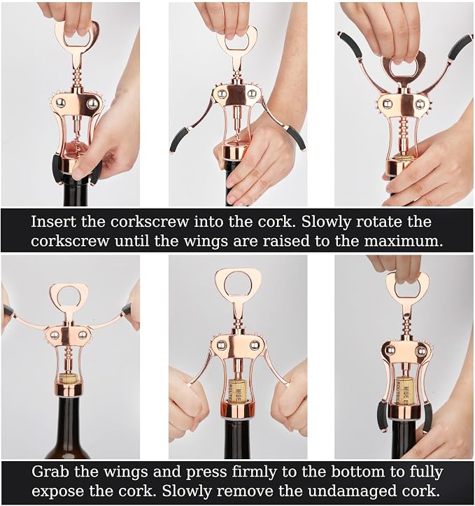 KORCCI Wine Opener, Heavy-Duty Zinc Alloy Wing Corkscrew, Premium Beer Bottle - Image 7