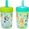 Zak Designs Bluey Capri Toddler Tumblers For Travel or At Home, 9oz 2-Pack Double Wall Plastic Sippy Cups With Leak-Proof Design is Perfect For Kids (Bluey, Bingo) by ZakDesigns