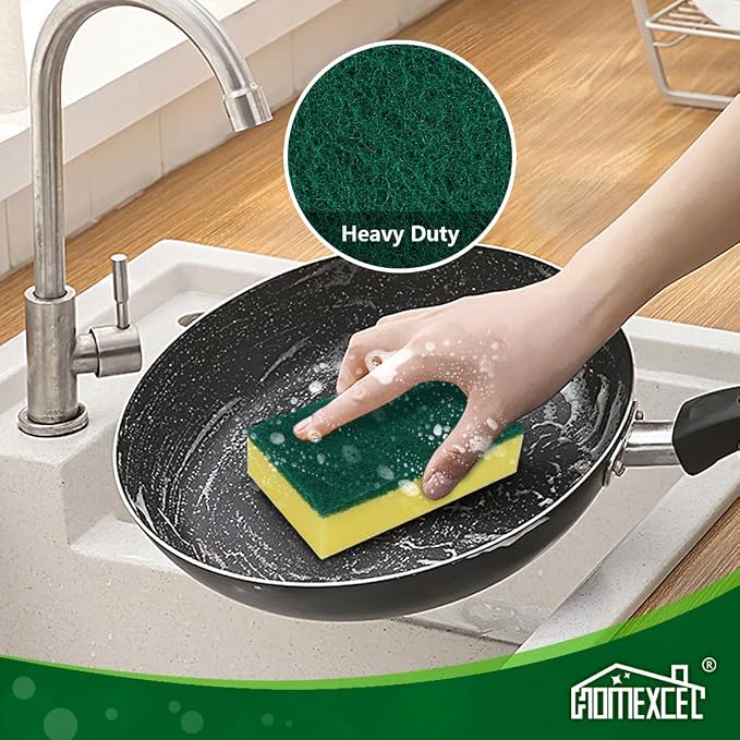 HOMEXCEL Heavy Duty Scrub Sponges Kitchen 60 Count, Extra-Large Sponges - Image 6