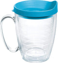 Tervis Clear & Colorful Lidded Made in USA Double Walled Insulated Tumbler Travel Cup Keeps Drinks Cold & Hot, 16oz Mug, Turquoise Lid by TervisTumblerCompany