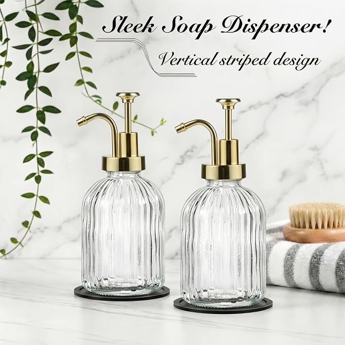SheeChung Clear Glass Soap Dispenser, 12 Oz Liquid Hand Soap Dispenser - Image 5