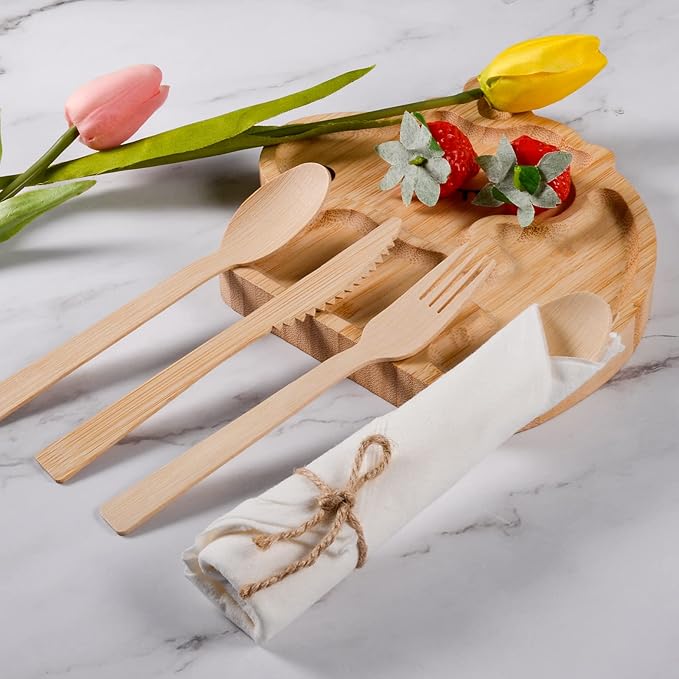 Pre Rolled Napkin and Bamboo Cutlery Set - Image 4