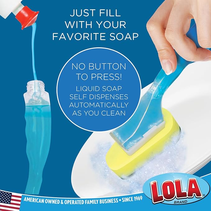 LOLA Dish Brush w/Soap Dispenser Wand, 12 Brushes w/Heads & 72 Refills - Image 2