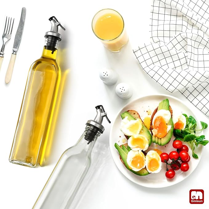 gmisun Olive Oil Dispenser for Kitchen, 4 Pack 17 fl oz Glass Oil Dispensers - Image 6