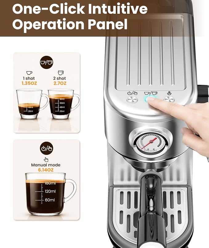 atatix Espresso Machine with Milk Frother, 20 Bar Pressure Espresso Maker - Image 4