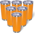 AIANJI 20oz Tumbler Bulk Stainless Steel Tumblers with Lid Vacuum Insulated Double Wall Travel Coffee Mug Powder Coated Tumbler Cup for Hot and Cold Drinks(Orange, 6 pack) by AIANJI