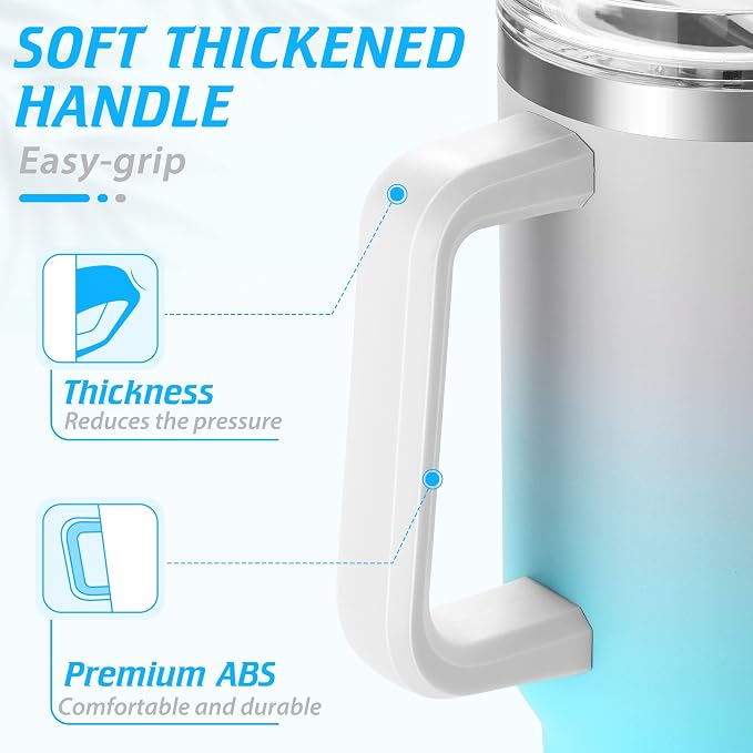 40 oz Tumbler with Handle | Stainless Steel Insulated Tumblers with Lids and Straw | Insulated Travel Mug Iced Coffee Cup | Keeps Cold for 34 Hours | Dishwasher Safe, BPA Free | Sage Green - Image 4