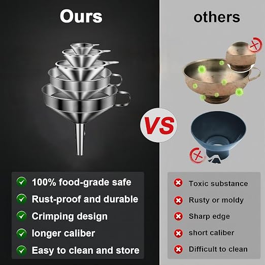 Stainless Steel Funnels for Kitchen use, Cleaning Brush.Funnel for Filling - Image 4