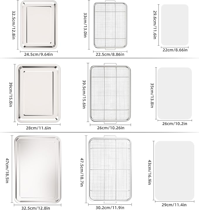 Air Fryer Basket for Oven, 3 Set Stainless Steel Oven Air Fryer Basket and Tray - Image 2