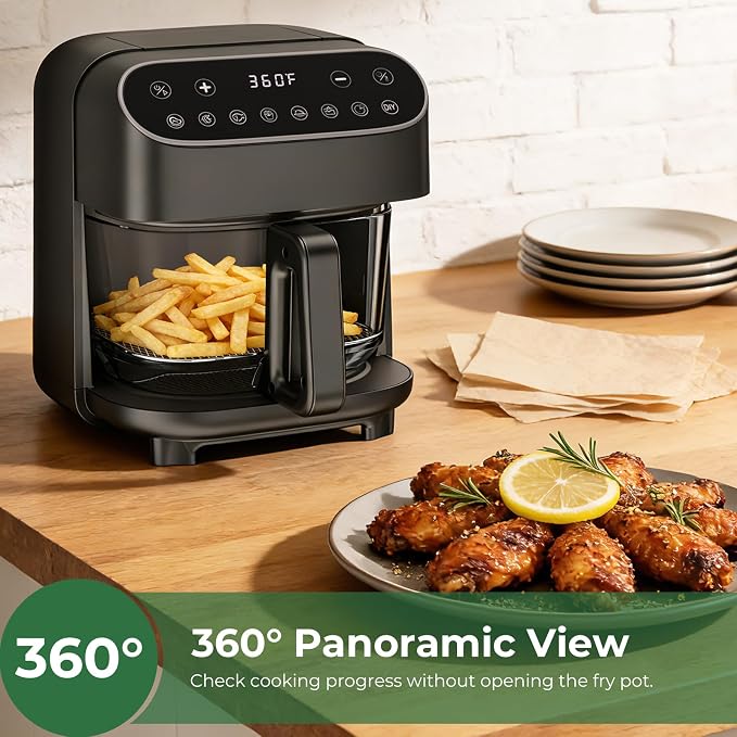 5 QT Glass Air Fryer, Non Toxic Airfryer with Digital Touch Control - Image 4
