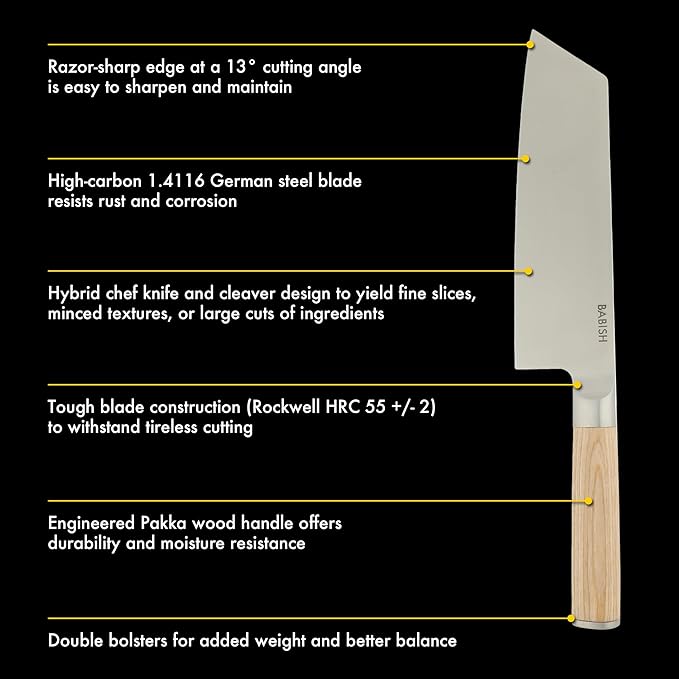 Babish 7.5-Inch Clef Knife – High-Carbon 1.4116 German Steel Kitchen Knife - Image 3